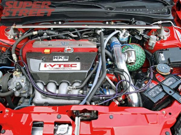 130 0701 12 z+fred changs 2006 acura rsx type s+engine bay hks turbo kit